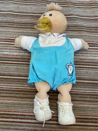 Vintage 1985 Cabbage Patch Kids Doll With Pacifier Blue Outfit