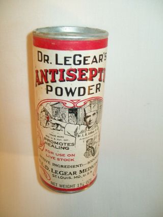 Rare Dr Legears Antiseptic Powder Veterinary Horse Medicine St Louis Mo