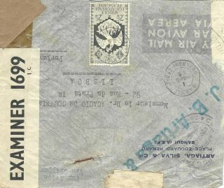 Bermuda 1943 Transit Env Ex Oubangi - Chari Censored @ Bermuda Portugal Rare