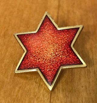 Rare Vintage Jewish Star Of David Pin Hexagram Pinback Hat/lapel/tie Red Gold