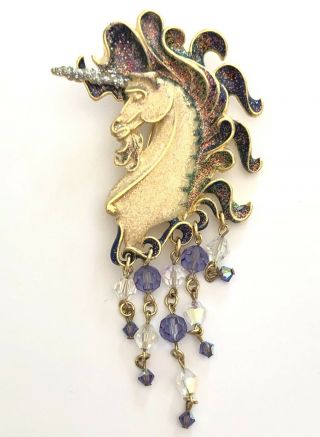 Extra Rare Kirks Folly Cloudwalker Dreams Unicorn Pin Pendant Vintage Purple