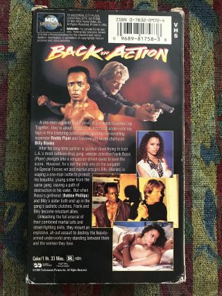 Back In Action VHS Rare Cult Action Martial Arts Roddy Piper Billy Blanks Htf 2