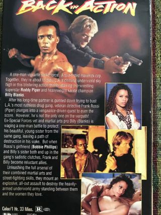 Back In Action VHS Rare Cult Action Martial Arts Roddy Piper Billy Blanks Htf 3