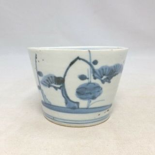 B820: Japanese Really Old Ko - Imari Blue - And - White Porcelain Cup Soba - Choko