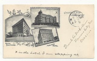 Rare Albertype Postcard Private Mailing Card Views Of Kansas City Missouri