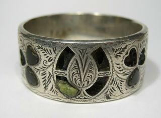 Antique Sterling Silver Engraved Napkin Ring W/ Clover/horseshoe,  Jc&s 1903