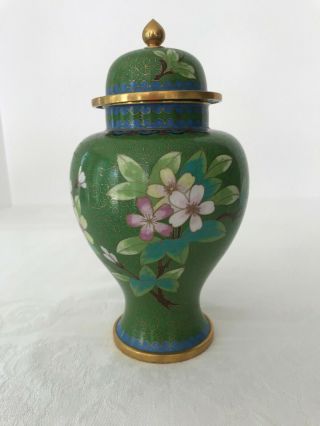 Vintage Chinese Cloisonne Brass Enamel/brass/lidded,  Ginger,  Jar,  Urn Vase