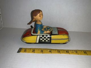 Rare Vintage Marx 1950’s Tin Litho Wind - Up Dipsy Doodle Dora Car 2