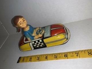 Rare Vintage Marx 1950’s Tin Litho Wind - Up Dipsy Doodle Dora Car 3