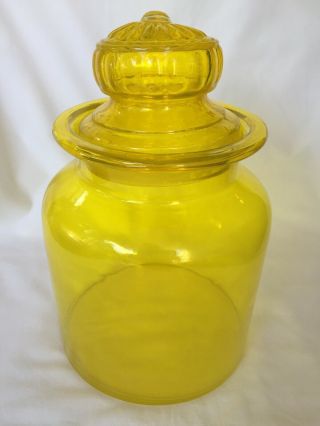 Antique Hand Blown Vaseline Radium Glass General Store Large Jar Canister