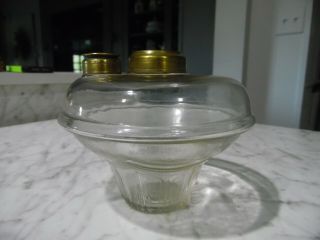Antique Clear Glass Hanging Bracket Kerosene Oil Lamp Font 2 Seam
