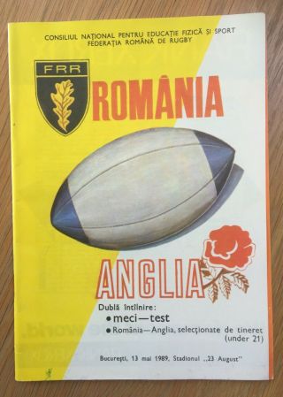 Romania - V - England In Bucurest - 1989 - Rugby Programme - Rare