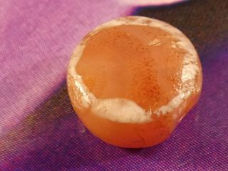 Ancient Pyu - Kushan Etched Agate Carnelian Rare Two Eye Disc Bead 8.  2 By 4.  5 Mm