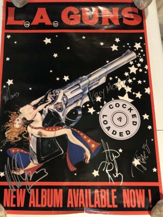 Rare La Guns 1989 Poster Autographed Heavy Metal Glam Punk Guns N Roses