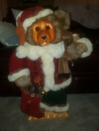 Dan Dee 32 " Tall Christmas Wood Face Collectors Choice Santa Teddy Bear Rare
