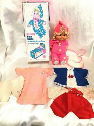 Vintage 1970 Pink Baby Beans Mattel Nursery Doll With Bed And Clothes