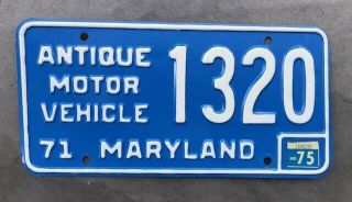 1975 Maryland License Plate Antique Auto 1320 1/4 Mile Drag Race Strip Track