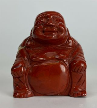 Vintage Chinese Export Happy Buddha Carved Red Jasper Figurine Sculpture Nr Ncg