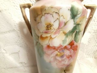 Antique Nippon Porcelain China Hand Painted Floral Flower Vase 6” 2
