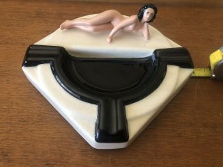 Rare Art Deco Naked Lady Laying Porcelain Ceramic Ashtray