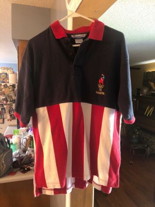 1996 Summer Olympics Atlanta Polo Shirt Vintage Rare Champion Brand Large Rwb