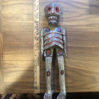 Antique Folk Art Wood Articulated Arms Man Rare Toy Doll Skeleton
