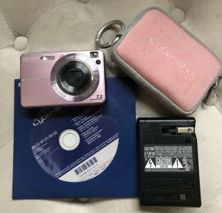 Sony Cyber - Shot Dsc - W120/w125/w130 7.  2mp Digital Camera - Pink - Rare