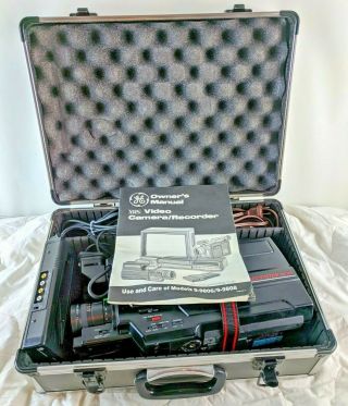 Rare Ge Vhs Video Camera/recorder 9 - 9805 W/case & Accessories Exc.  C -