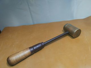 Antique Copper Head Hammer Mallet Punch Wood Handle Marking (parker) 2 Lbs