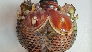 Rare Chinese Tri - Color Sancai Glazed Ceramic Fish Wine Vessel,  Tang Dynasty 3