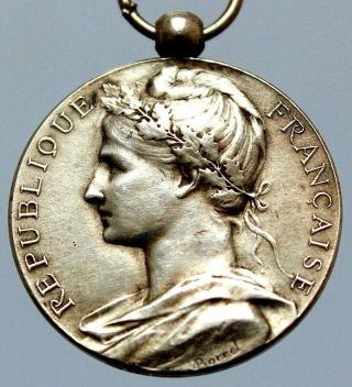 1913 Antique Sterling Silver Art Medal The Symbolic French Marianne By A.  Borell