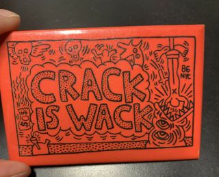 Keith Haring Crack Is Wack Pin Button Rare Version Pop Shop Nyc 1988