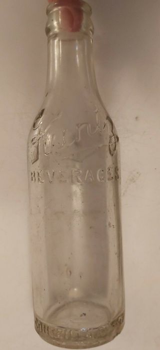 ^rare (waterloo,  Ont) " Kuntz " 6 1/2 Oz Vintage Clear Embossed Beer Bottle