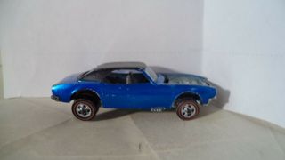Vintage Hot Wheels Redlines Usa 1968 Custom Camaro [blue] Rare " Tabbed " Base