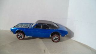 Vintage Hot Wheels Redlines USA 1968 Custom Camaro [Blue] Rare 