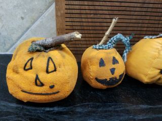 4 Primitive Halloween Jack O Lantern Pumpkin Head Dolls Ornies Bowl Fillers 2