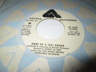 Robert De Niro Diary Of A Taxi Driver 45 7 " Nm Us Arista Promo Vinyl Listen Rare