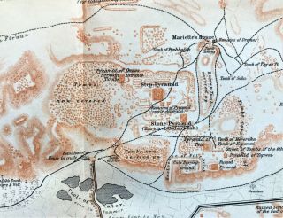 1908 Antique Map / Plan Pyraminds,  Tombs Of Sakkara Baedeker Rare