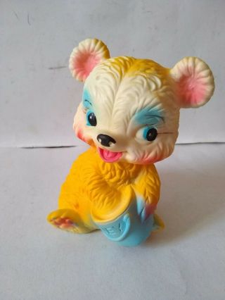 Vtg Rare Mexican Rubber Squeaky Bear Toy Mexico Squeak Toy 5 "