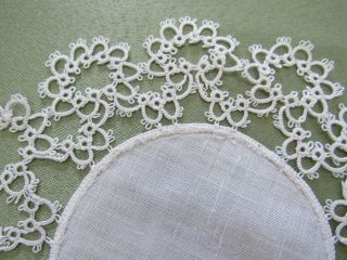 Antique Handmade Tatted Lace Linen Doily White 6 - 1/2 "