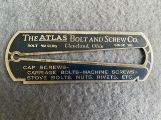 Antique The Atlas Bolt And Scew Co.  Standard Screw Guage Cleveland Ohio
