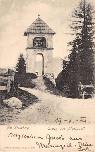Mariazell Austria Watchtower Street View Antique Postcard K97768