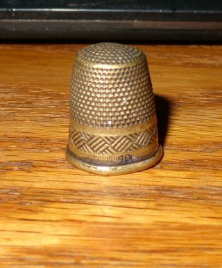 Old Antique Vintage Ornate Austria Brass Sewing Thimble Marked 10 On Outside