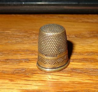 OLD ANTIQUE VINTAGE ORNATE AUSTRIA BRASS SEWING THIMBLE MARKED 10 ON OUTSIDE 2
