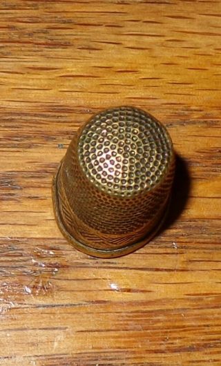 OLD ANTIQUE VINTAGE ORNATE AUSTRIA BRASS SEWING THIMBLE MARKED 10 ON OUTSIDE 3