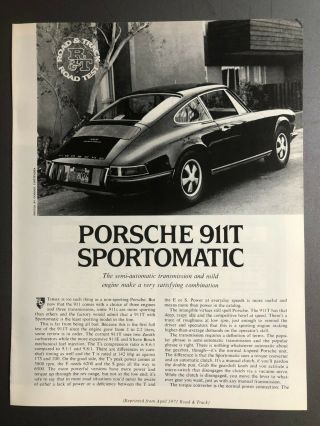 1971 Porsche 911 Sportomatic R&t Road Test Folder,  Brochure Reprint Rare L@@k