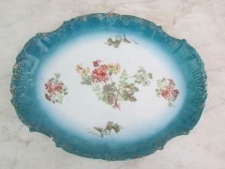 Antique Limoges France (coiffe Mark) Vanity Tray,  Blue - Green Ombre,  50 Off