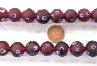 Red Eye Antique Venetian Style Xl Trade Bead { 10 Beads } Bin Y