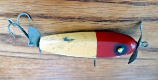 Vtg Paw Paw Bait Co Wounded Minnow Fishing Lure W Propellers C1940 Wood Rare