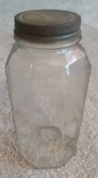 Antique Jar 8 - Sided Clear Glass With Lid